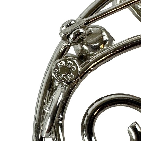 Sterling Silver Floral Brooch with Light Blue Crystals - Picture 3 of 4